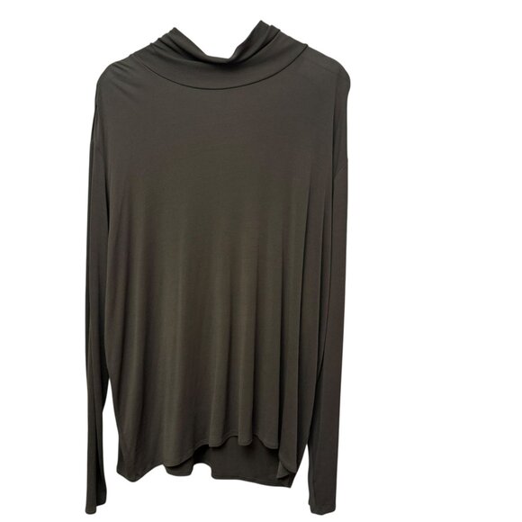 EILEEN FISHER Stretch Silk Jersey Turtleneck Top Plus Size 3X Dark Green Womens - Picture 5 of 7